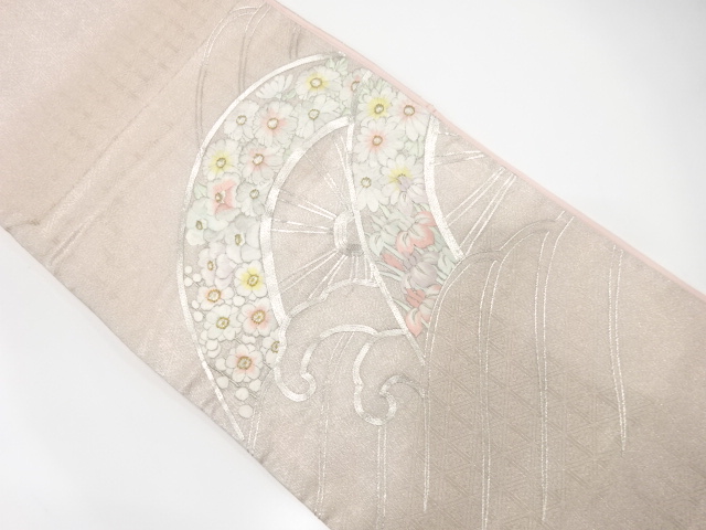 JAPANESE KIMONO / ANTIQUE FUKURO OBI / SILK / EMBROIDERY / FLORAL PLANTS / BY IZUKURA